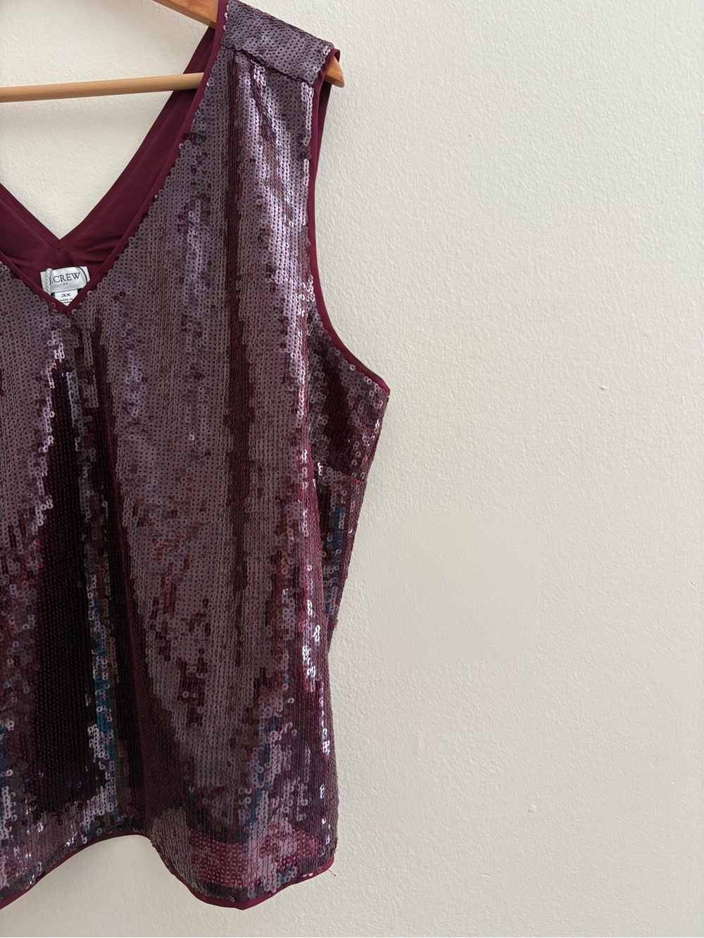 J. Crew Burgundy Sequin V-Neck Camisole